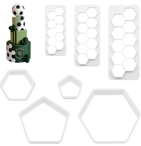 CONNECTION Ausstechformen Set 7 Stück Plastik Ausstechformen Fussball Fondant Ausstecher 7 Größen Fußball Keksausstecher für DIY Fussball Plätzchen,Dessert,Torten Dekorieren (Weiß)