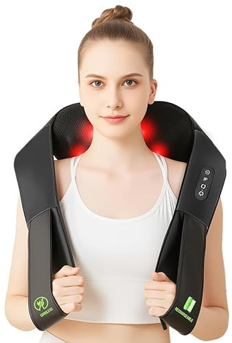 Cordless Neck Massager,Rechargeable Heated Neck Massager Cordless,AERLANG Shiatsu Neck Back Massager with Heat,Electric Portable Back Massagers Neck Massager for Neck Pain Gifts for Women Men