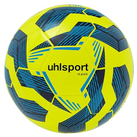 uhlsport Player Fußball Fussball Ball für Erwachsene - Größe 5, Fluo gelb/Marine/Cyan