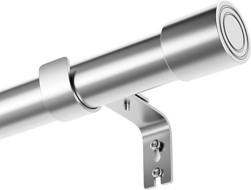 Bastone Tenda Nero Asta Per Tende Bastoni Per Tende Moderni Bastone Per Tenda Da Interno Bastone Tende Con Terminali Rotondi e Staffa Per Camera Da Letto Soggiorno Argento 84-220CM