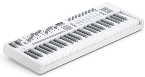 Novation Launchkey 49 White [MK4] – 49 Semi-Weighted Key, USB, MIDI Keyboard Controller with DAW Integration. Chord & Scale Modes, 16 Drum Pads, Arpeggiator, & Includes Music Creation Software Bundle