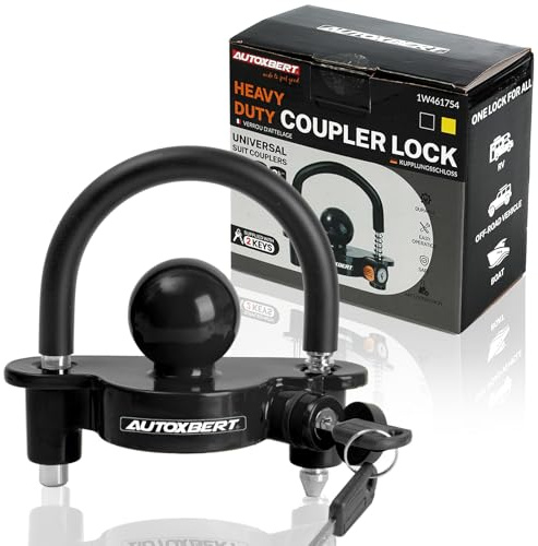 AUTOXBERT Candado antirrobo para remolque, incluye 2 llaves, protección de goma, tapa