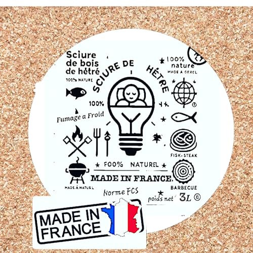 Serrín de madera de haya 1 kg / 3 l para ahumadero de carne, pescado, adecuado para serpentina ahumadero en frío |||| Made in France ||| Astillas de madera compatible con ahumaderos en frío, mezcla