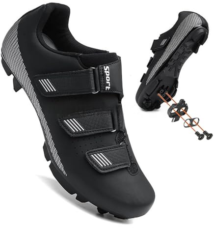 Hixingo Cycling Shoes Mens SPD Womens MTB Bicycle Shoes Sneaker Bike Breathable Outdoor Indooor Unisex Mountain Shoe Compatible Cleat, 3.5-12 UK (Black,6.5)