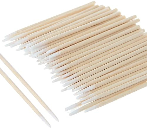 400 tamponi di cotone, bastoncini di cotone, manico in legno a punta piccola, applicatore con punta in cotone per sopracciglia, tatuaggi, bellezza, trucco, trucco e trucco colorato (7 cm, bianco)