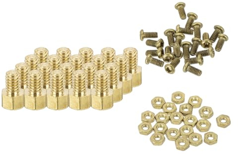 QUARKZMAN M2 sexkantiga muttrar i mässing distanser skruvar, 20 set sortiment sexkantiga kolumn skruvar mutter M2 x 2 + 3 gängade distanser för PCB moderkort DIY