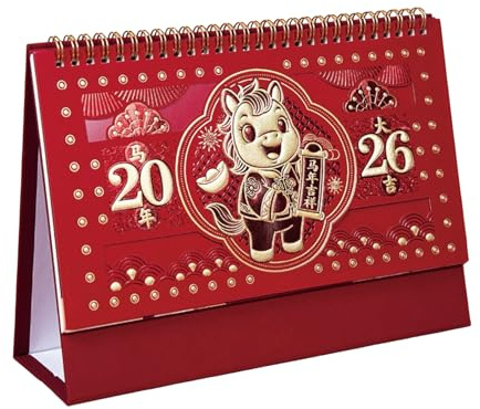 Calendario da Tavolo 12 - Pianificazione Tradizionale Degli Impegni | Anno del Cavallo 12,Per Aula Dormitorio Camera Sala Da Pranzo Soggiorno Studio Studenti Bambini Ragazzi Adulti