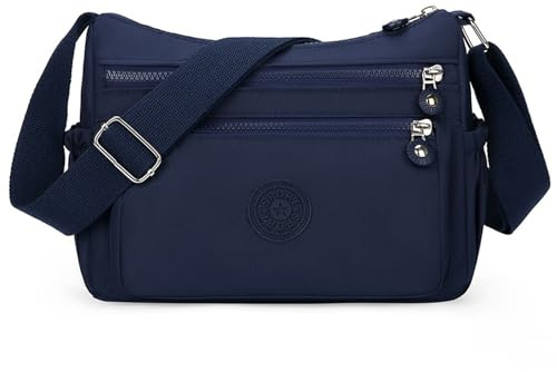 MLPKOI Bolso Bandolera Mujer, Bolso Cruzado Mujer Casual Ligero Crossbody Bag, Bolsos de Mano de Ligero con Múltiples Bolsillos, Correa Ajustable, Bolsos de Mano para Escuela Viaje Uso Diario (azul)