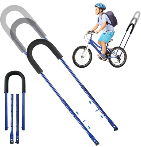 BYZESTY Barre de Poussée pour Vélo, Poignée de Poussée d'apprentissage de Vélo, Barre de Poussée D'équilibre, Accessoires Auxiliaires de Cyclisme, Poignée de Sécurité pour Vélo(Bleu)