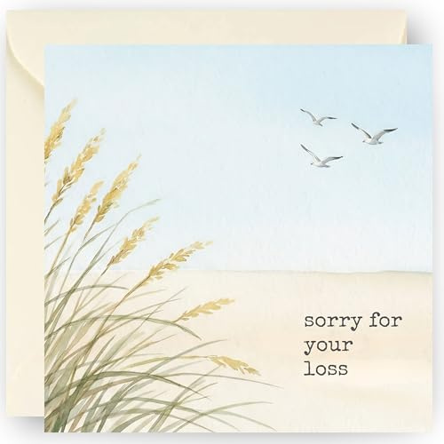 Sympathy Cards – Thinking of You - Condolence Card for Bereavement Funeral and Loss – with Ivory - Size: 14cm