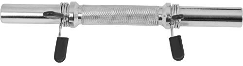 GORILLA SPORTS® Kurzhantelstange - Länge 35 cm, Rutschfest Griff, Ø 30 mm, bis 100 kg Belastbar, mit 2 Federverschlüsse, Gerändelt, Chrom, Silber - Hantelstangen Kurz, Krafttraining, Fitness, Gym