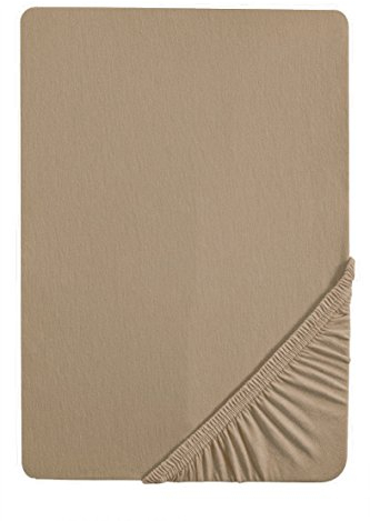 biberna 0077144 Spannbetttuch Feinjersey (Matratzenhöhe max. 22 cm), gekämmte Baumwolle, superweich 1x 140x200 cm > 160x200 cm taupe