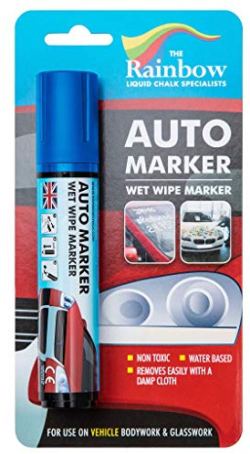 Car Paint Marker Pens Auto Writer Blue - Wide Tip - All Surfaces, Windows, Glass, Tire, Metal - Any Automobile, Truck or Bicycle, Water Based Wet Erase Removable Markers Pen