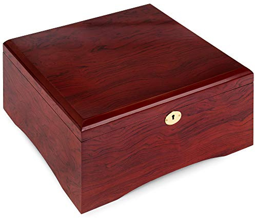 Brybelly Premium Wooden Mahogany Poker Chip Case - Glossy, Casino-Grade Chest with Felt-Lined Interior – Holds 750 Chips