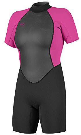 O'Neill Wetsuits Damen Reactor II 2mm Back Zip Spring Wetsuit Neoprenanzug, Black/Berry, 14