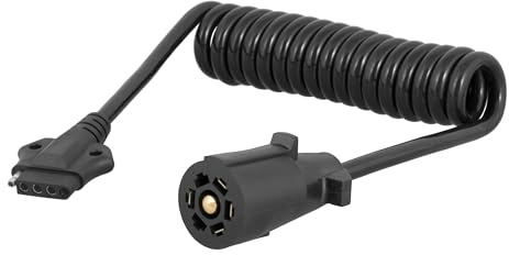 CURT 57281 5-Foot 7-Way RV Blade Vehicle-Side to 5-Way Flat Trailer Wiring Adapter Extension Harness