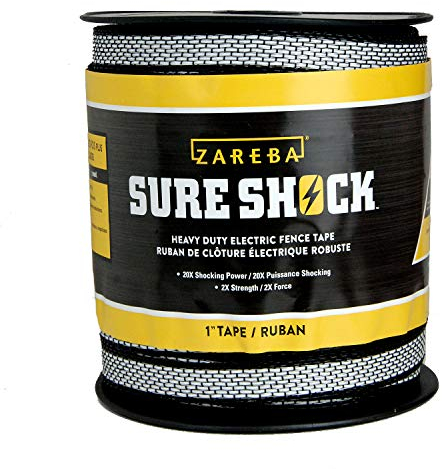 Zareba HDT500W1-Z Robustes Sure Shock Polytape – 150 m Spule mit 2,5 cm Elektrozaun-Klebeband, strapazierfähiges Sure Shock Polytape