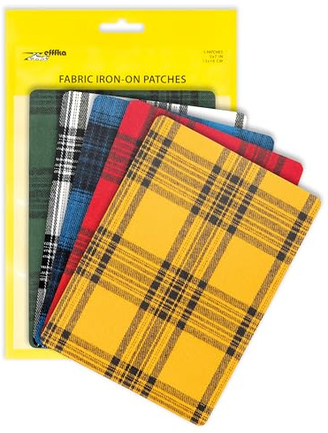 ZEFFFKA Toppe Tessuto Decorazione e Riparazione di Alta Qualità Stirabili Dentro & Fuori Incollate Fortemente 100% Cotone Bianco 5 Pezzi Dimensioni 5 per 7 (13 cm x 18 cm)