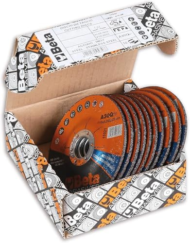 Beta 11021 125X3,2 - Dischi abrasivi da taglio per acciaio e inox, esecuzione a centro depresso, da utilizzare con smerigliatrici portatili angolari.