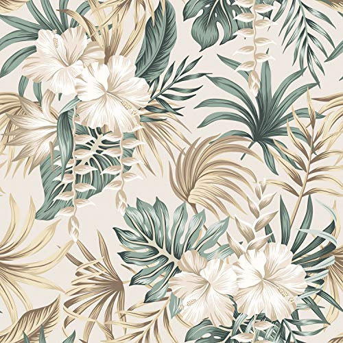 murando - Carta da Parati Adesiva Moderna Floreale Fiori 10 m Fotomurali Adesivi per Mobili - Stickers Murales per Soggiorno - Decorazione - Carte da Parati Moderne - Boho Verde Beige b-B-0574-j-a