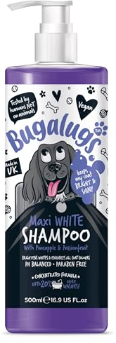 BUGALUGS Hundeshampoo Maxi White aufhellendes Hundeshampoo mit ausgewogenem pH-Wert Vegan alle Felltypen