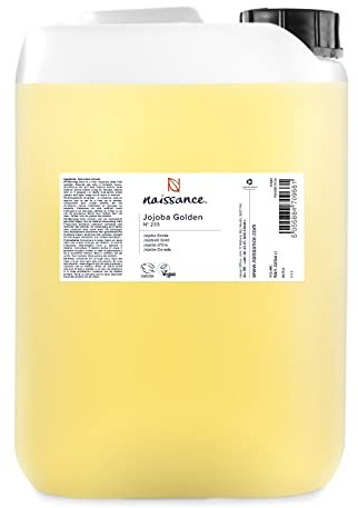 Naissance Golden Jojoba Oil (No. 233) - 5 Litres - Cold Pressed, Unrefined - Natural Moisturiser for Skin, Face, Beard, Nails, Hair, Body, Scalp - Massage, Aromatherapy, DIY Beauty, Candles, Vegan