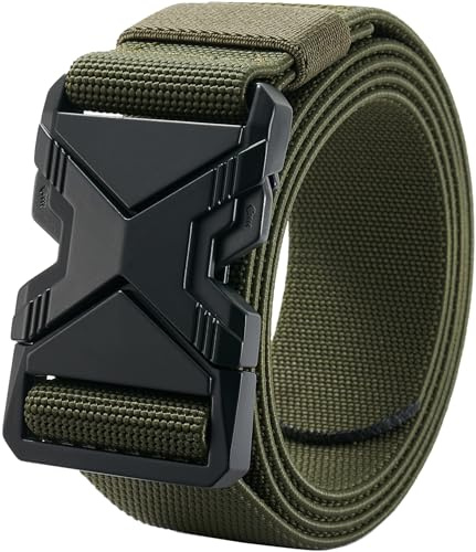 LionVII Heavy Duty Quick Release Belt, Elastic Stretch Web, Alloy Buckle | 28-48 Waist, Sweat-Wicking Dry Fit; Withstands 20,000 Stretches, No-Hole Adjust; 3.8cm Wide, Versatile Tough Daily Support