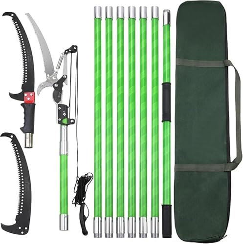 Sierra de Podar Telescópica con asa, con Mango Telescópico de 8 Metros, Sierra de Podar Manual, Herramientas de Jardinería para El Tamaño de Palmeras y Arbustos