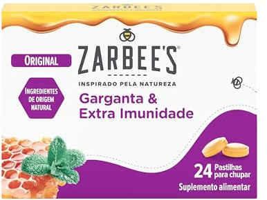 Zarbee’s Garganta & Extra Inmunidad, Refuerza el sistema inmune y suaviza la garganta, 24 Pastillas para chupar con miel, aceite esencial de menta, zinc y vitamina C