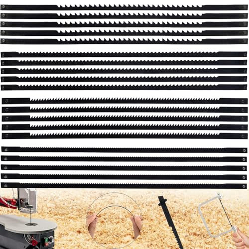 Brateuanoii 20 Piezas Hojas De Sierra De Desplazamiento De Acero Carbono, Hojas De Sierra De Marquetería De 127 mm, 10/15/18/24 Dientes Cuchilla De Sierra De Mesa, Para Serrar Madera Plástico Espuma