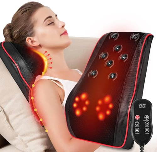 Aolso Shiatsu Lower Back Massager with Heat,Shiatsu Neck and Back Massager,Deeper Tissue Kneading Massage Pillow for Neck,Body Relieve Muscle Pain,Relax Gift for Her/Him/Dad/Mom-YD-708K