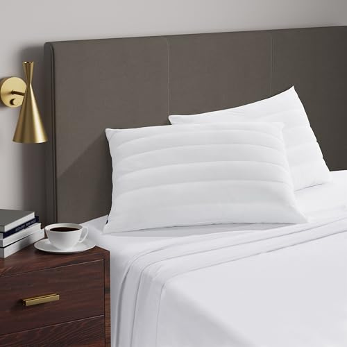 Cooling Quilted Hypoallergenic Soft/Medium Bed Pillows for Side, Stomach or Back Sleepers (2 Pack)