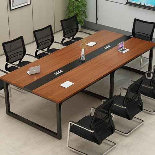 Mesa de conferencias rectangular grande para 10 personas, moderna mesa de reuniones con marco de metal resistente, ideal para salas de conferencias de oficina y sesiones de entrenamiento