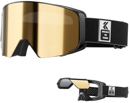 KAPVOE Gafas de Esquí OTG con Lente Abatible Magnética para Hombres Mujeres y Jóvenes Protección UV400 y Diseño Antivaho Adecuadas para Esquí Snowboard y Patinaje Sobre Hielo Compatibles con Casco