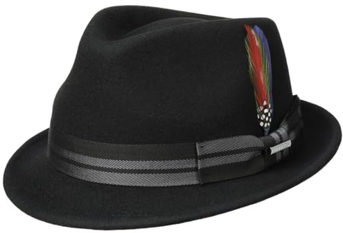 CAPPELLISHOP Etowah Trilby Cappello Feltro di Lana Asahi Guard Fascia Multicolore con Piuma Uomo Autunno Inverno