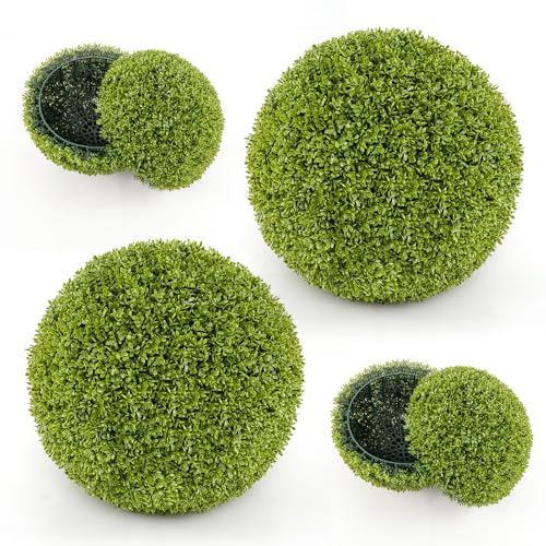 FANTASK Juego de 2 Bolas de boj Artificiales, 50 cm, Resistentes a los Rayos UV, Bolas Decorativas de boj, Plantas Artificiales para casa, jardín, Boda, Color Verde