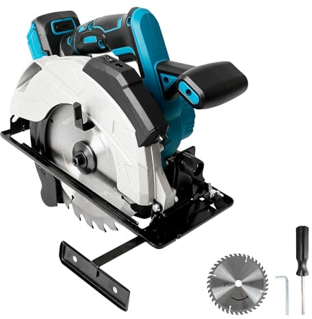 Scie circulaire sans fil compatible avec batterie Makita 18V, scie circulaire électrique de 7-1/4 (18,4 cm) avec 2 lames, 5000 tr/min sans balais, biseau 0-45°, pour coupe de bois, carrelage, métal
