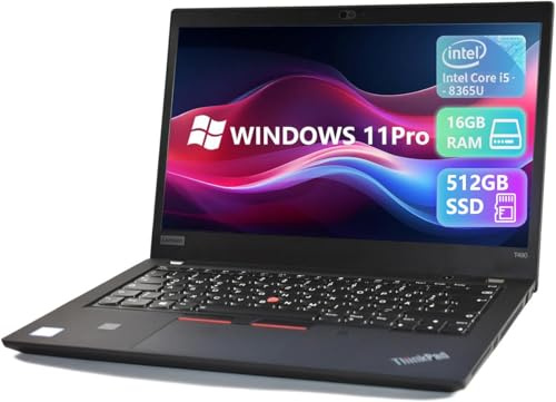 Lenovo Thinkpad T490 Business Laptop, 14-Inch FHD (1920x1080), Intel Core i5-8365U, 16GB RAM, 512GB SSD, QWERTY Keyboard, Windows 11 Pro (Renewed)
