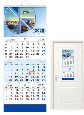 Calendario 2026-2027 - Planificador De Agenda Y Horarios De 3 Meses | Calendario De Pared Vertical | Para El Hogar La Familia Los Amigos La Sala De Estar El Dormitorio Y Estudio De Arte