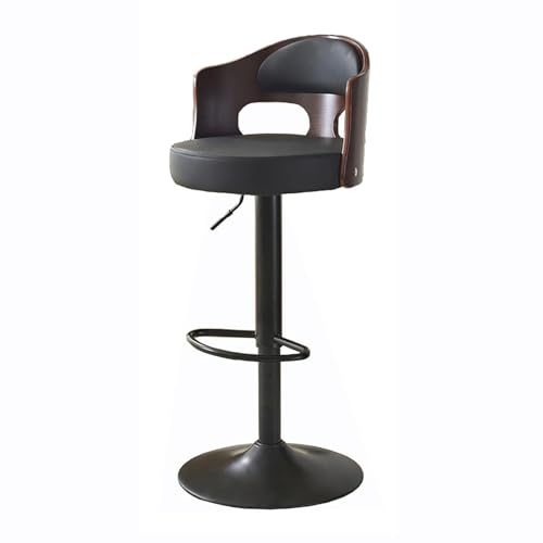 Barstolar I Metall Med Konstnärlig Design, Rygg Massivt Trä Klädd Sits, Snurrpall Kohudsits, Lyftbar Köksö(Black,Cowhide 1pcs)