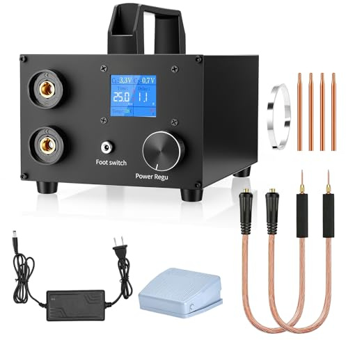 Saldatore a Punti, Saldatrice a Punti per Batterie da 10,5 kW con Condensatore 3000 F 250 Velocità Regolabili, Display LCD, Saldatore a Punti per Nastri in Nichel da 0,1-0,3 mm
