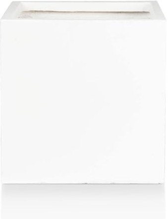 IDEALIST 40cm Square Planter for Garden| White Reinforced Stone Flower Pot with Drainage Holes L40 W40 H40.5 cm, 50 litres