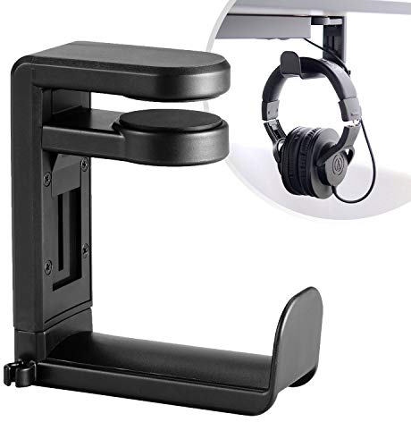 Desire2 Headphone Stand, 360 Degree Swivel Springed Desk Clamp Headphones Hanger Hook, Adjustable Gaming Headphones Headset Holder for Momentum, Solo3, Studio3, QuietComfort Headphones and more, Black