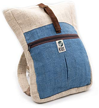 Kibo BACKPACK - AZURE TRAILBLAZER TUBE | Hanf Rucksack, Backpack, verstellbare Riemen, mit Baumwolle, Reißverschluss, Festival, Tasche, Boho - Hippie Style, Unisex