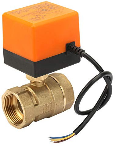 Leku Elektrischer Kugelhahn DN32 G1-1/4 Zoll motorisierter Kugelhahn Messing 2 Wege 3 Drähte DC12 V für Klimaanlage Wasser Gas Öl