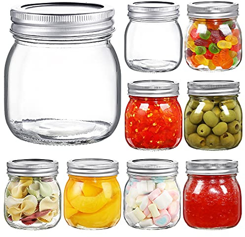 YEBODA 9 Pack Wide Mouth Mason Jars 10 oz Glass Canning Jars with Airtight Lids and Bands for Preserving, Jam, Honey, Jelly, Wedding Favors, Shower Favors, Sauces, DIY Spice Jars