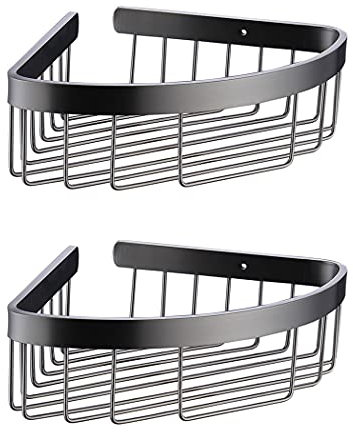 Grau Duschablage Ecke Edelstahl Duschhalterung Aufbewahrung Shampoo Metall Eckregal Dusche Badezimmer Zubehör Bohren Duscheckregal Wand Duschkorb Rostfrei 2er-set