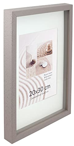 KM Foto 3D Objektrahmen Holz Bilderrahmen Shirt Trikot Rahmen Collage Wanddeko Poster S223: Farbe: Taupe | Format: 20x30