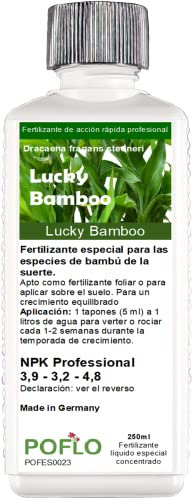 POFLO Lucky Bamboo Fertilizante para bambú de la suerte, línea profesional de abono completo de ALTA TECNOLOGÍA NPK para el bambú Dracaena sanderiana (250ml)