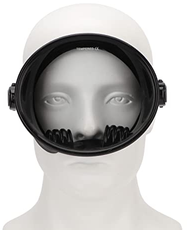 Asixxsix Tauchen Maske, Ovale Schnorchelbrille ohne Beschlag, Taucherbrille mit Maske Auslaufsichere Schnorchelbrille aus gehärtetem Glas mit breiter Sicht, einstellbar für Erwachsene (Schwarz)